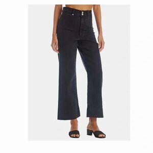 Thrills Belle Cropped High Rise Aged Black Stretch Denim Jeans Size 28